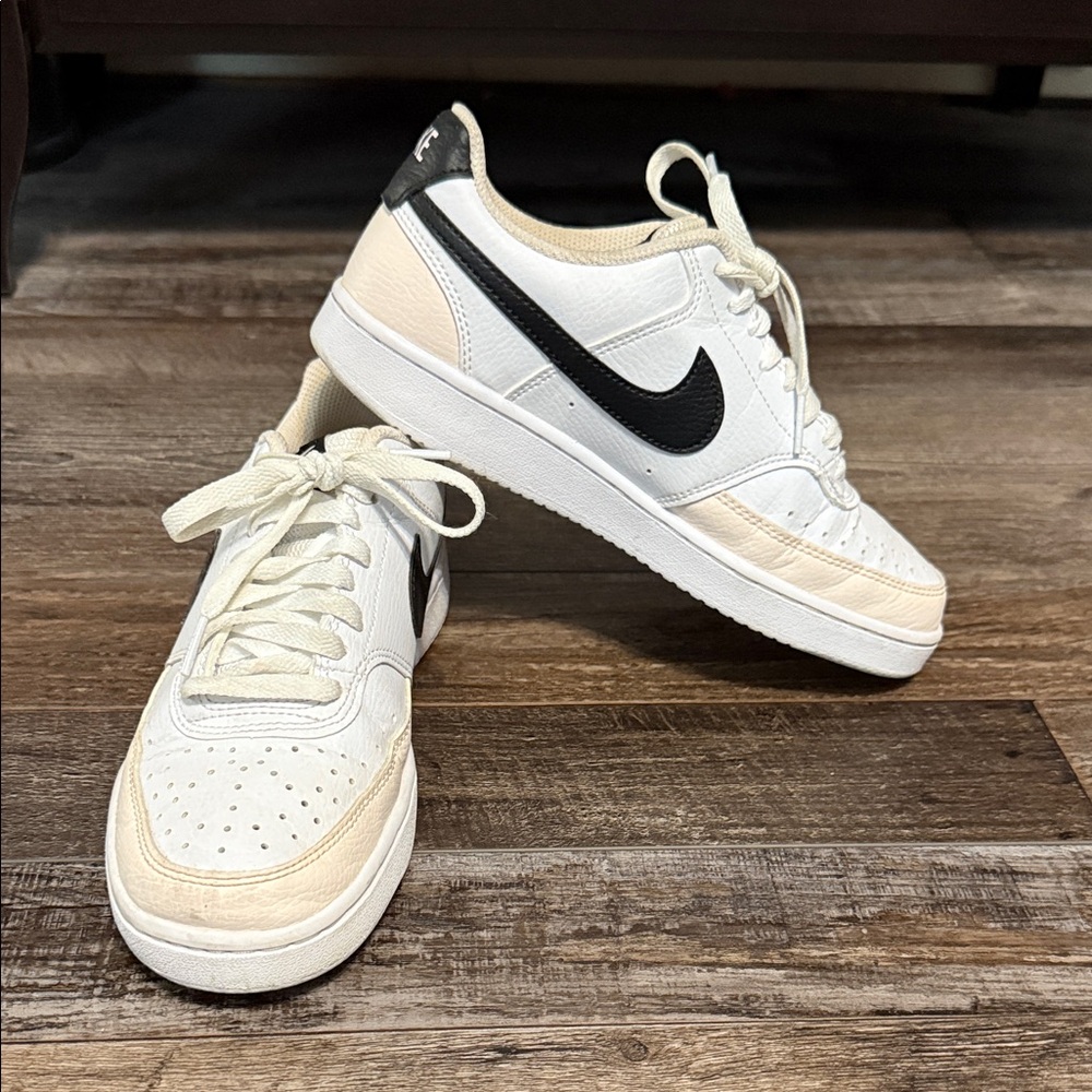 Nike Cream and Black Low-Top Sneakers